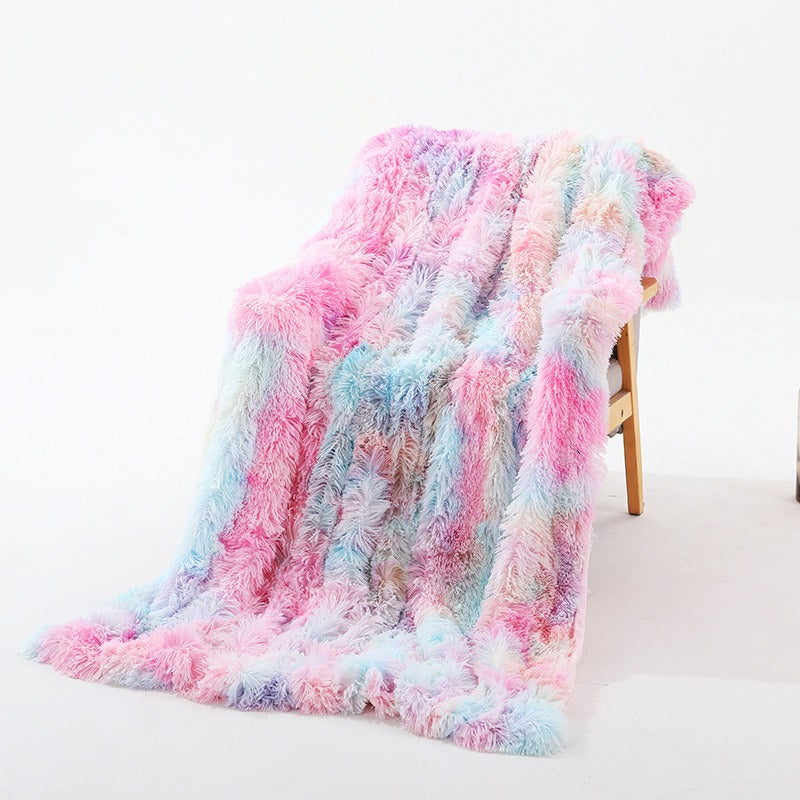 Rainbow Tie-Dye Plush Blanket