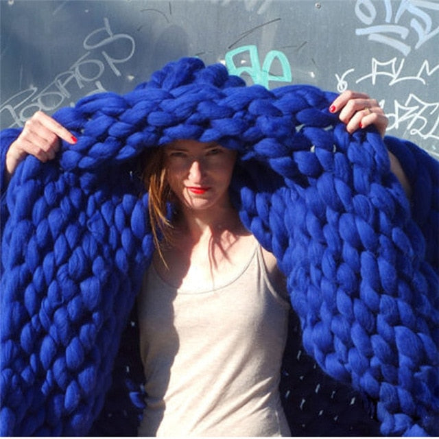 Chunky Knitted Wool Blanket