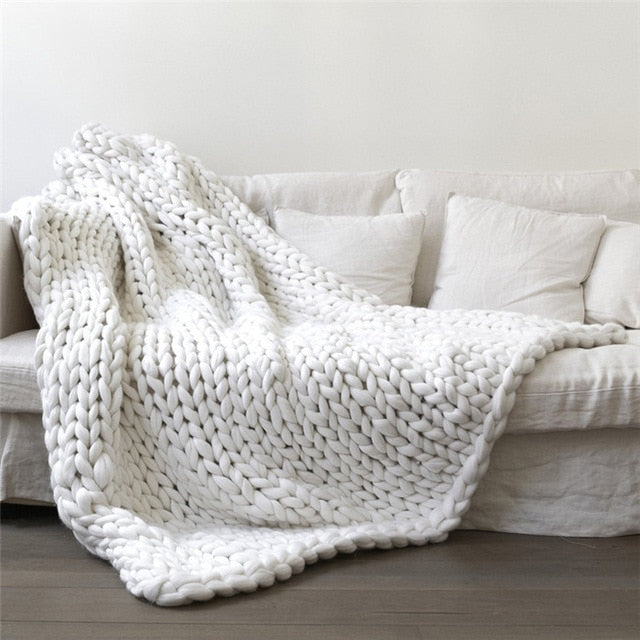 Chunky Knitted Wool Blanket