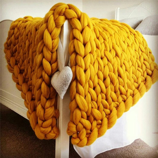 Chunky Knitted Wool Blanket