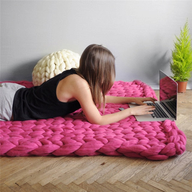 Chunky Knitted Wool Blanket