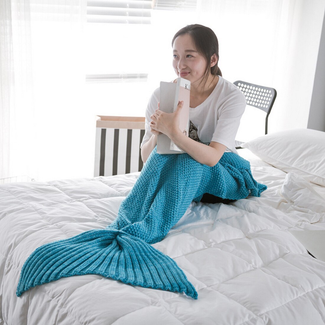 Knitted Mermaid Tail Blanket