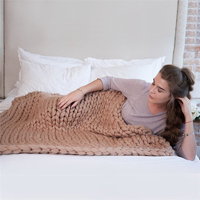 Chunky Knitted Wool Blanket