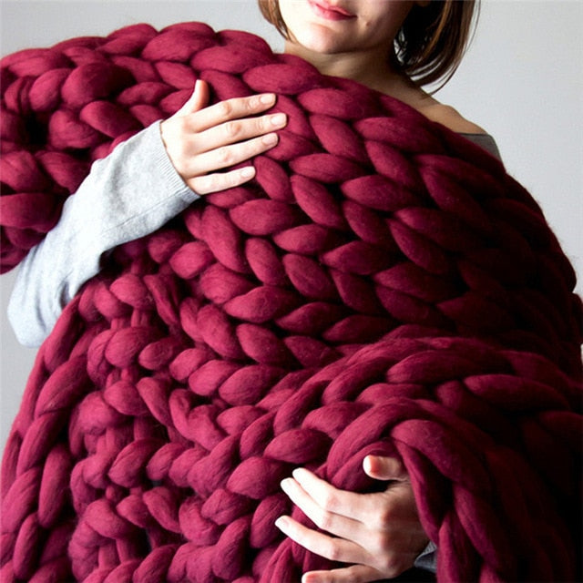 Chunky Knitted Wool Blanket