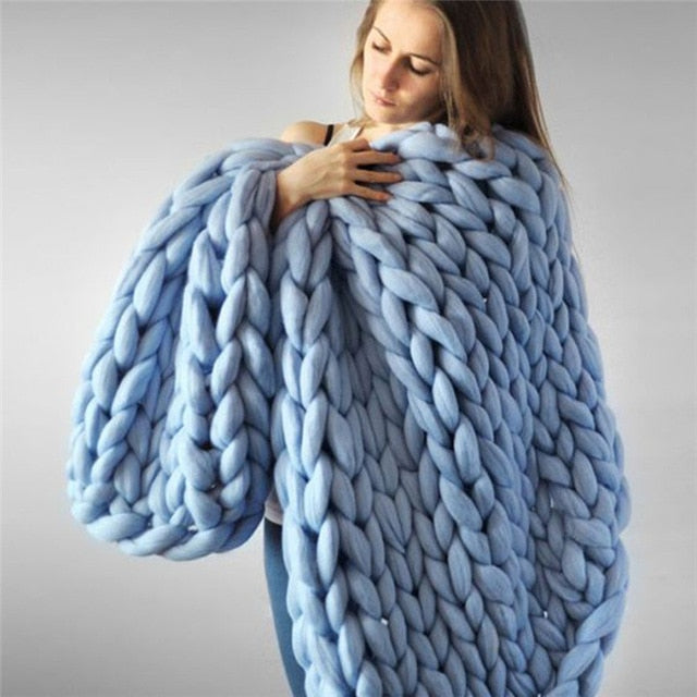 Chunky Knitted Wool Blanket