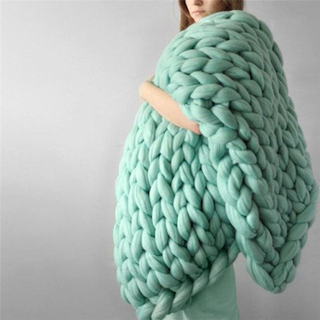 Chunky Knitted Wool Blanket