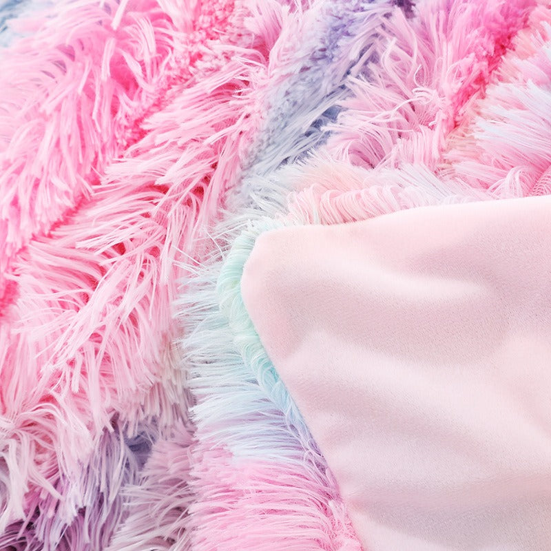Rainbow Tie-Dye Plush Blanket