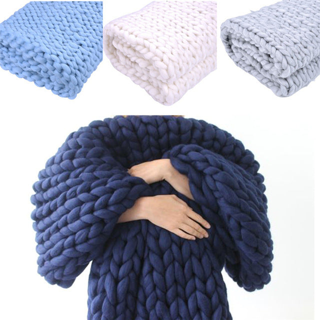 Chunky Knitted Wool Blanket