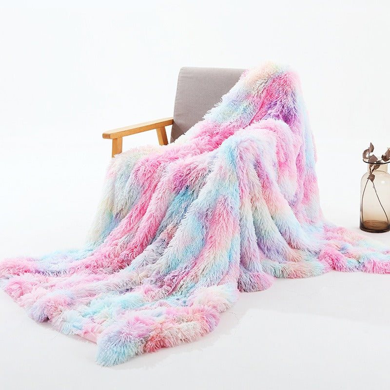 Rainbow Tie-Dye Plush Blanket
