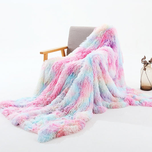 Rainbow Tie-Dye Plush Blanket