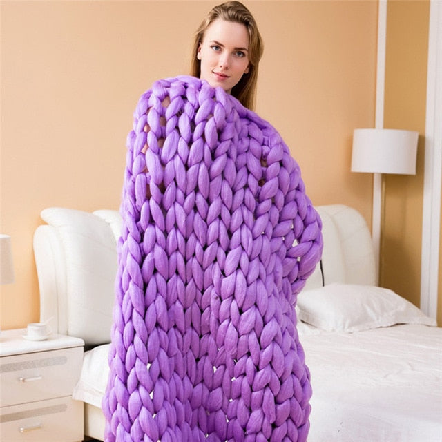 Chunky Knitted Wool Blanket